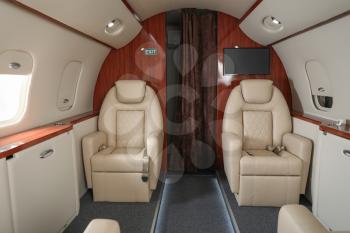 Inside view of modern private airplane�