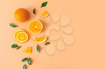 Sweet oranges on color background�