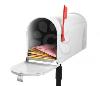 Mail box with letters on white background�