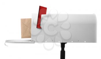 Mail box with letter on white background�