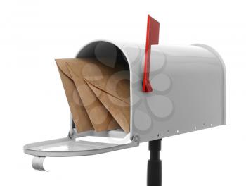 Mail box with letters on white background�