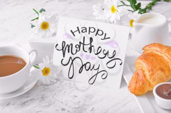 Composition with tasty breakfast for Mother's Day�