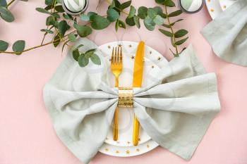 Beautiful table setting for Easter celebration�