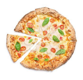 Delicious pizza Margherita on white background�