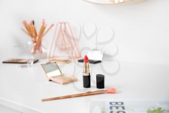 Workplace of makeup artist in interior of room�