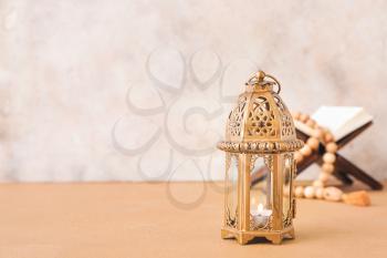 Muslim lamp on color table�