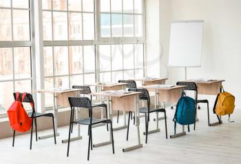 Interior of modern empty classroom�