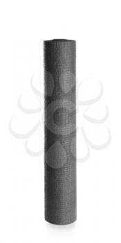 Rolled yoga mat on white background�