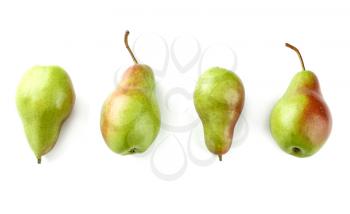 Ripe pears on white background�
