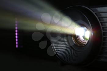 Glowing modern video projector, closeup�