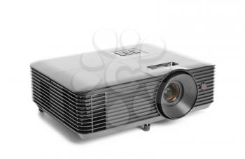 Modern video projector on white background�