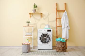 Interior of modern home laundry room�