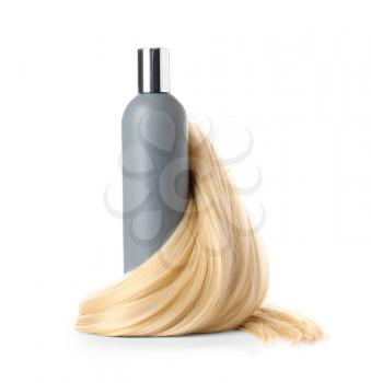 Bottle of shampoo for blonde hair on white background�