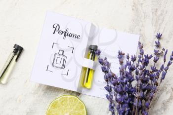 Perfume samples on light background�