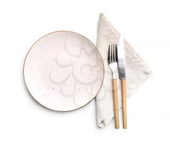 Simple table setting on white background�