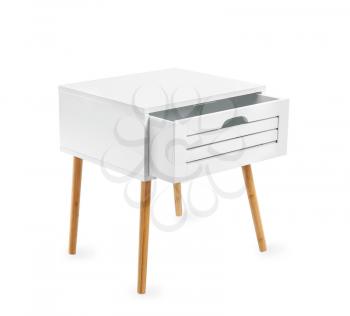 Modern nightstand table on white background�