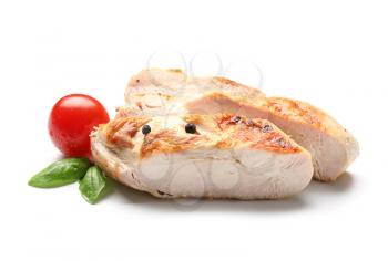 Cooked chicken fillet on white background�