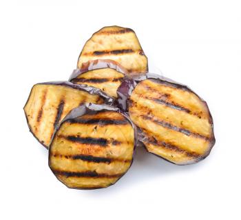 Tasty grilled eggplant on white background�