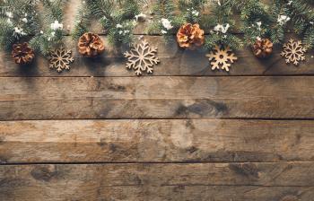 Beautiful Christmas composition on wooden background�