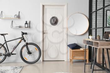 Bicycle in interior of modern room�