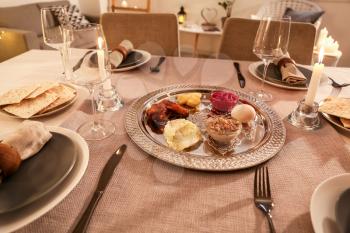 Table served for Passover Seder (Pesach)�