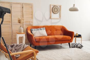 Interior of living room with stylish sofa�