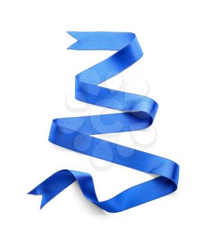 Blue ribbon on white background�