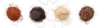 Different healthy quinoa on white background�
