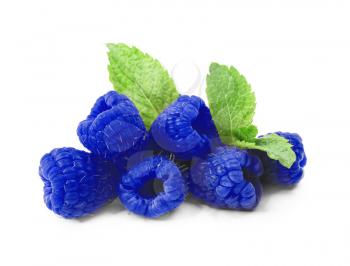 Fresh ripe blue raspberry on white background�