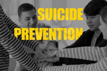 People supporting their friend at home. Suicide prevention concept�