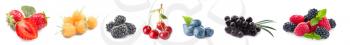 Set of different fresh berries on white background�