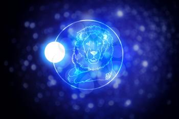 Astrology sign Leo against starry sky�