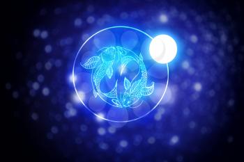 Astrology sign Pisces against starry sky�