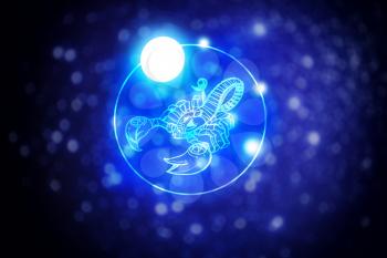 Astrology sign Scorpio against starry sky�