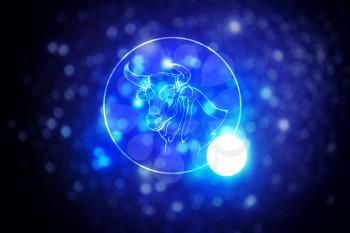 Astrology sign Taurus against starry sky�