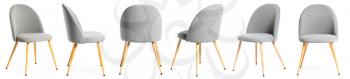 Set of modern chairs on white background�