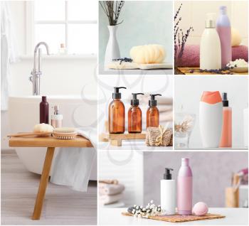Collage of photos with shower gels�