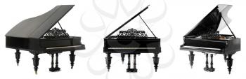 Black grand pianos on white background�