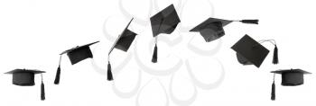 Graduation hats on white background�
