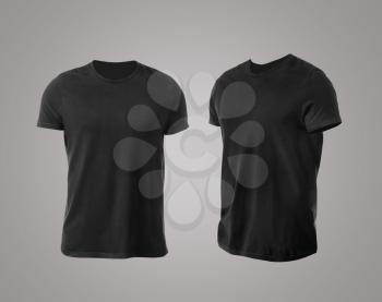Collage of black male t-shirt on grey background�
