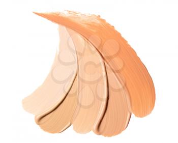 Samples of foundation for makeup on white background�