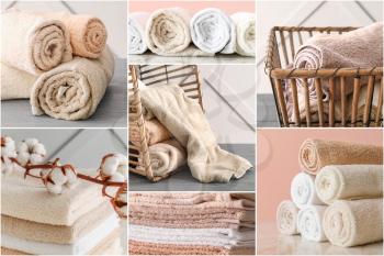 Collage of soft clean towels�