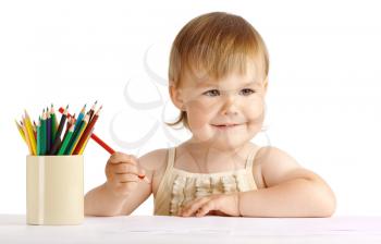 Royalty Free Photo of a Child With Crayons