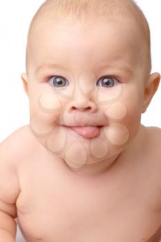 Royalty Free Photo of a Baby With Its Tongue Out