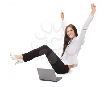 Royalty Free Photo of a Happy Girl With a Laptop