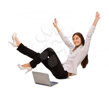 Royalty Free Photo of a Happy Young Woman With a Laptop