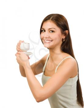 Royalty Free Photo of a Woman With a Cup of Coffee