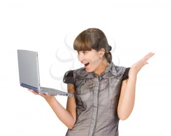 Royalty Free Photo of an Excited Girl With a Laptop