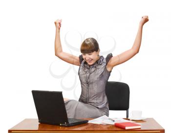 Royalty Free Photo of a Happy Woman at a Laptop