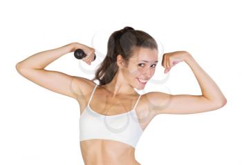 Royalty Free Photo of a Woman Doing Exercises With a Dumbbell